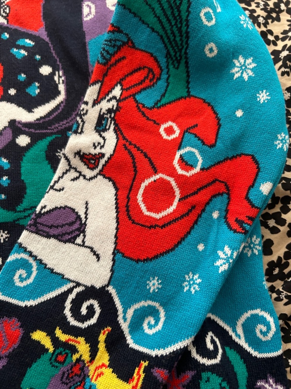 Disney Little Mermaid One-Piece Sweater in Teal, Red, Black and Purple - Picture 3 of 5